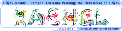 Name art for Rachel, one of a kind gift idea for decorating kids rooms baby room decorating and baby nursery decorating.